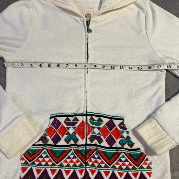 Roxy Y2K Zip-Up Hoodie Sweater Women's Medium White Retro Snowboard Surf Beach - Picture 2 of 8